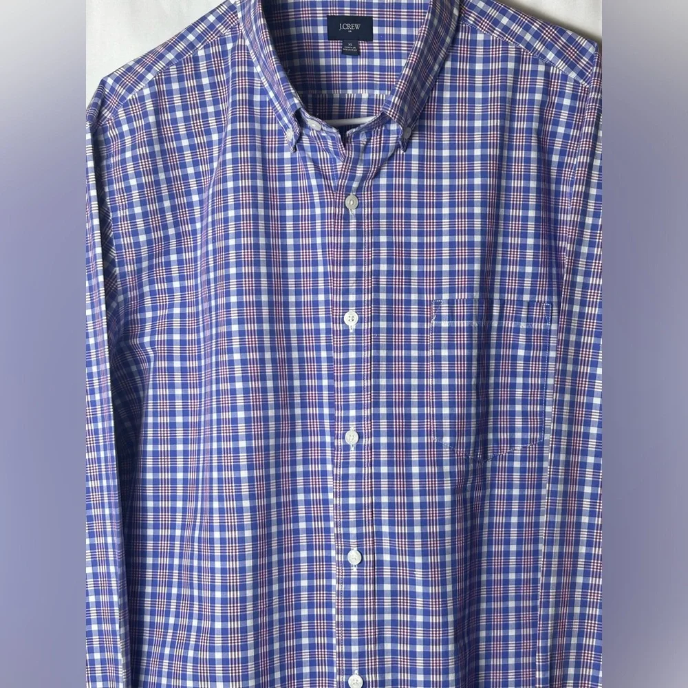 J. Crew Button Down Shirt Plaid Ludlow 120's 2 Ply Long Sleeve Blue Pink Classic